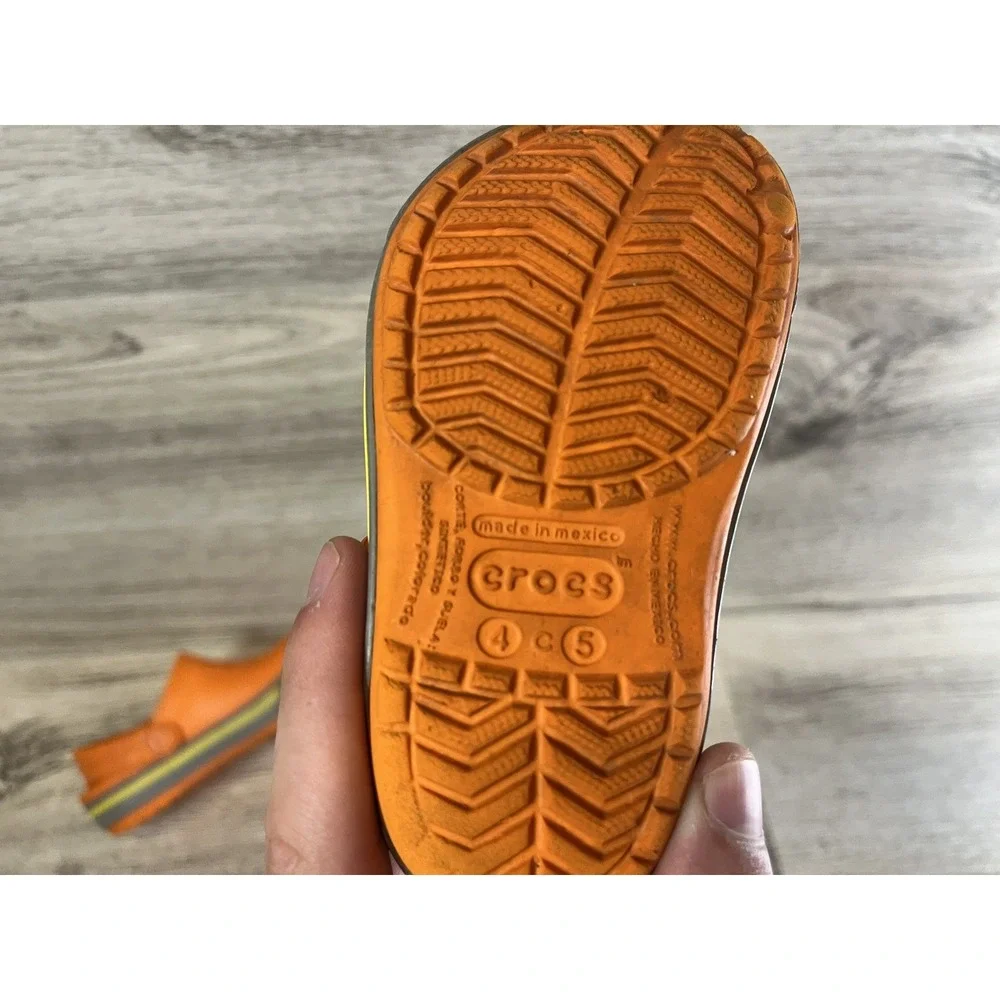 Crocs Crocband II‎ Clogs Kids Orange Rubber Slip-On Lightweight Comfort C4 C5